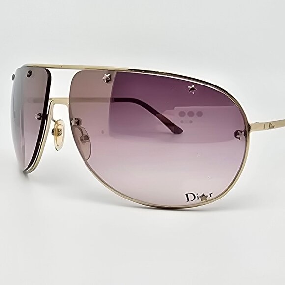 Christian Dior Diorwindshield1 Gold Frame Silver Mirror Aviator Y2K Sunglasses - Picture 3 of 15